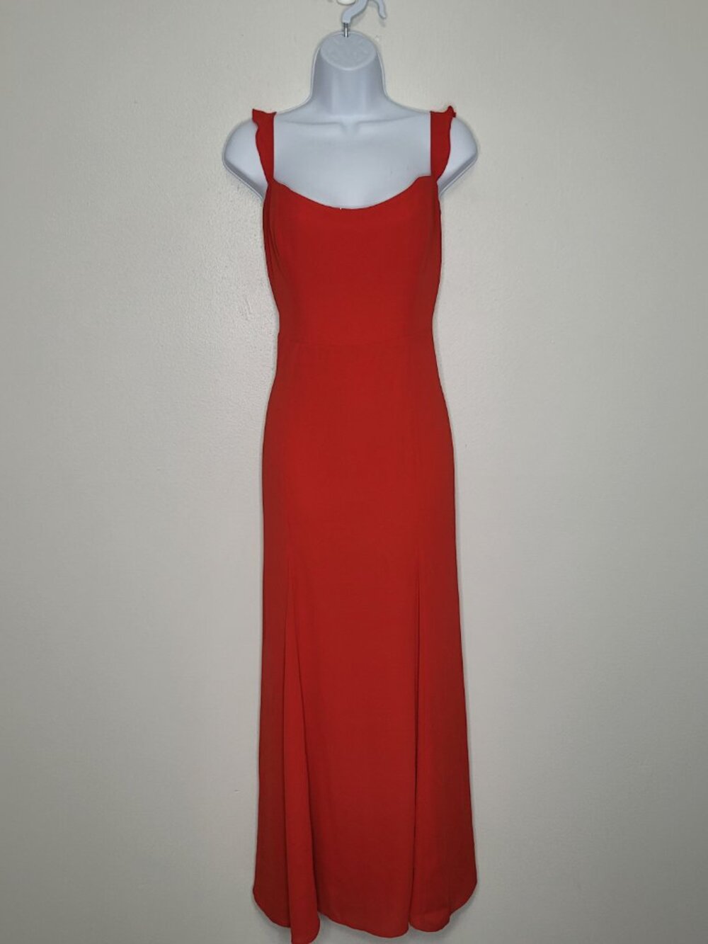 Park & Fifth red minimalist ruffle strap maxi wedding guest dress size medium